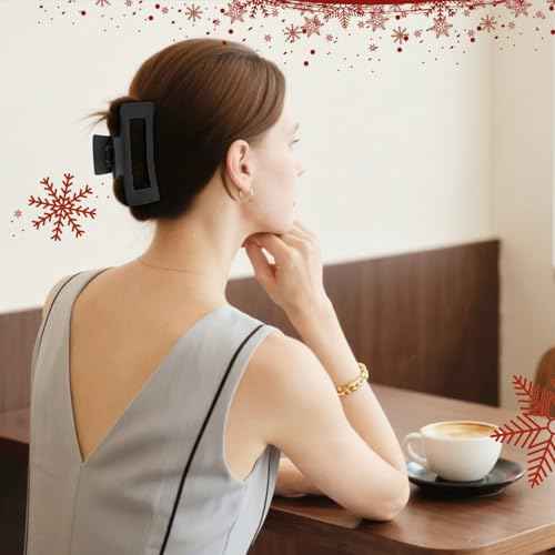 TOCESS Large Hair Claw Clips for Women Girls, 8PK Neutral Matte Jumbo Square Hair Clips for Thick, Thin, Long, Short, Curly Hair, Big Jaw Clip Set for Daily Use