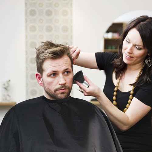 Professional Haircut Cape with Adjustable Snap Closure and Neck Duster Brush, Salon Hair Cutting Cape, Barber Cape for Unisex
