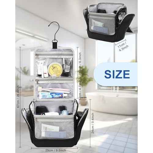 Relavel Hanging Toiletry Bag for Men and Women, Travel Toiletries Bag Water-resistant Large Makeup Cosmetic Organizer Storage, Shaving Dopp Kit Shower Bathroom Hygiene Bags, Carry-on Travel Essentials