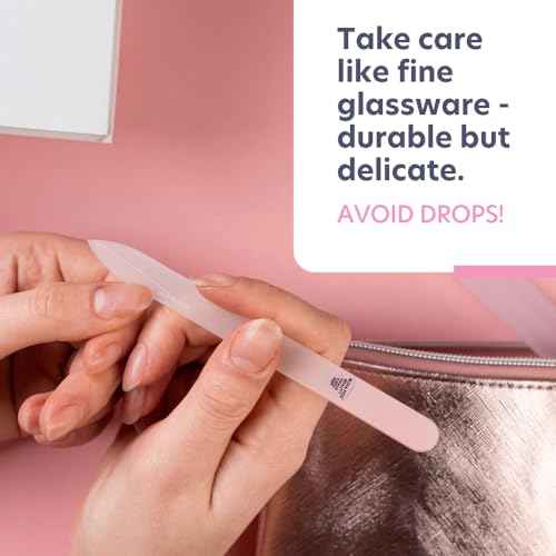 Bona Fide Beauty Czech Glass Nail File for Natural Nails (Raspberry) - Fine Grit (180/240) Etched Crystal Fingernail File with Clear Case. Ideal Gift for Women.