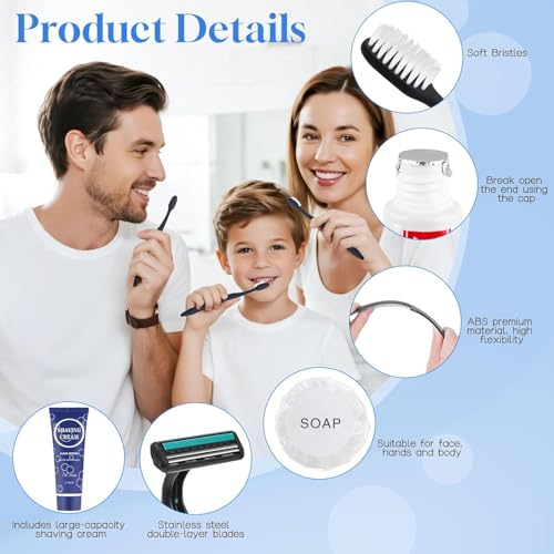 Disposable Toiletry Kits, 6 In 1 Bulk Travel Size Hygiene Care Packages,Essential Men Women Individually Wrapped Personal Toiletries Set for Hotel, Charity/Guests/Shelter/Homeless (40 Pack)