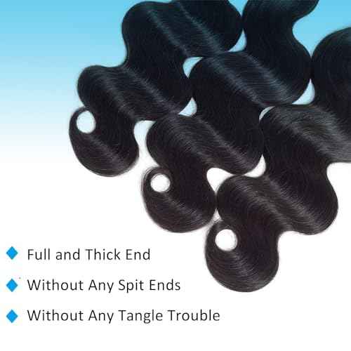 12A Human Hair Bundles Body Wave 22inch 100% Unprocessed Brazilian Virgin Hair Bundles Double Weft Weave Body Wave Bundles Human Hair Natural Black Color