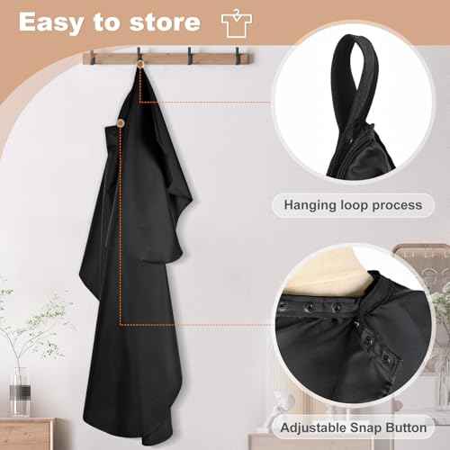 Hair Cutting Cape with Adjustable Snap Closure, Professional Barber Cape, Large Size Haircut Salon Supplies for Men and Women - (Black)