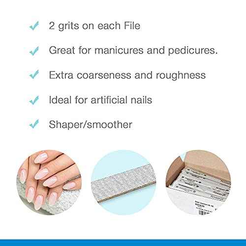 Flowery Disposable High-Speed Shiner, Dual-Grit 100/180 Nail Files, Individually Wrapped, Single-Use, 100 ct