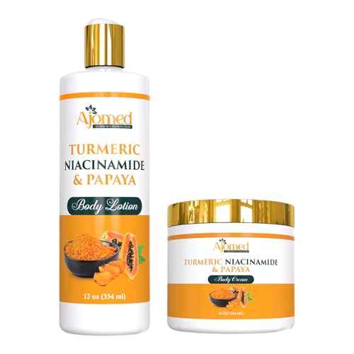 Turmeric body cream? Handmade Niacinamide papaya Turmeric Moisturizer lotion for Dark Spots, Hyperpigmentation, Acne Scars, Evens Tone- turmeric skincare -All Skin Types 8oz (CREAM)