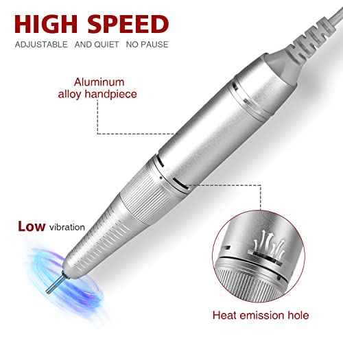 AZ GOGO Electric Nail Drill, 30000RPM Rechargeable Portable Nail Drill Machine for Acrylic Gel Nails, Professional Manicure E-File for Home or Salon Use