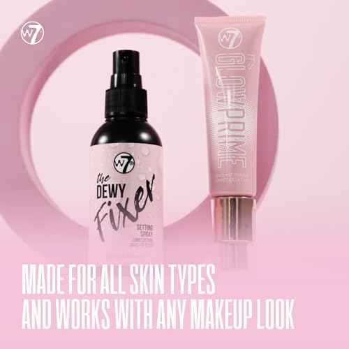 W7 The Fixer Glow Set - Makeup Primer & Setting Spray Duo for Radiant, Dewy Finish - Golden Sheer Coverage, Lightweight & Non-Sticky