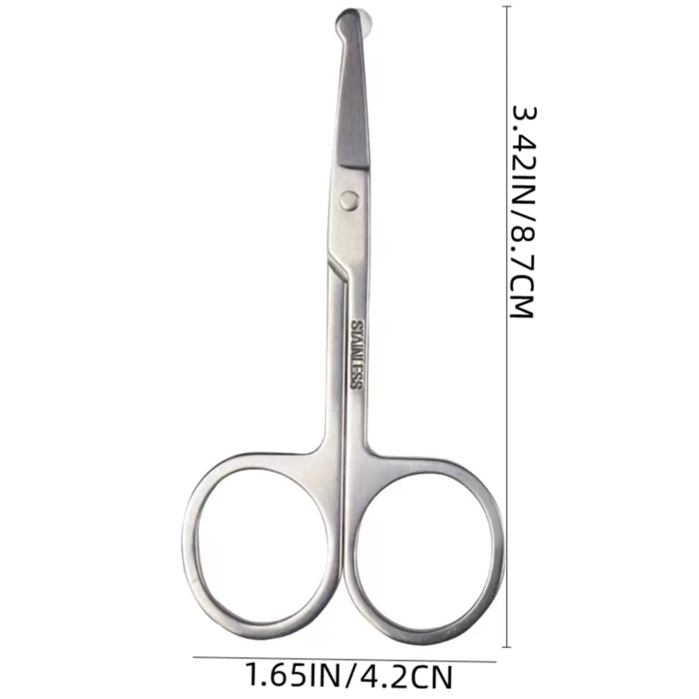 XUJINCN Nose Hair Scissors,3.45in small scissors,Nose Hair Trimmer for Women/Men,Round Nose Safety Scissors,For Trimming Nose Hair,Eyebrow trimming,Mustache,Beard,Eyelashes
