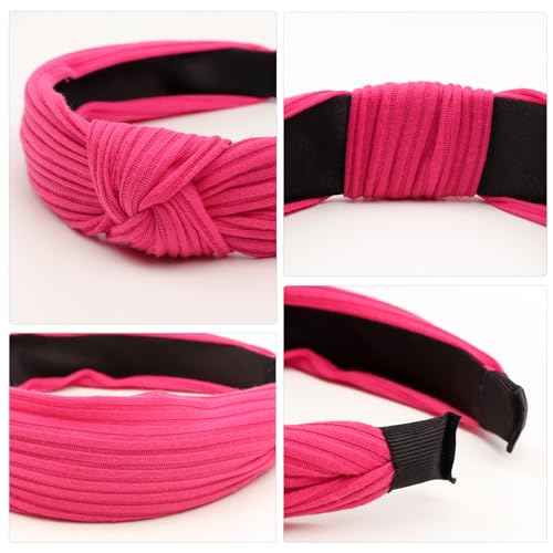 DRESHOW 8 Pack Knotted Headbands for Women Wide Turban Headband Yoga Exercise Ribbing Hair Hoop Hair Bands Accessories