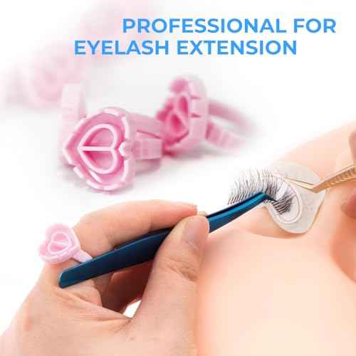 300Pcs Glue Rings Lash Glue Rings for eyelash extention Supplies Lash Tech Holder Lovely Pink Heart Shape