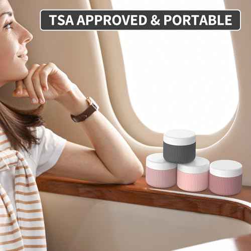 ME.FAN Travel Containers for Toiletries, TSA Approved 2 oz Silicone Cream Jars, Leak-proof Journey Containers, Trip Accessories with Lid for Cosmetic Face Hand Body Cream 4 Pack White Lid Pink