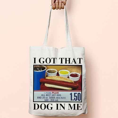 TOBGBE Funny Hot Dog Meme Gifts For Costco Hotdogs Funny Lover Shopping Bag Keep Hot Dogs Price Canvas Bag