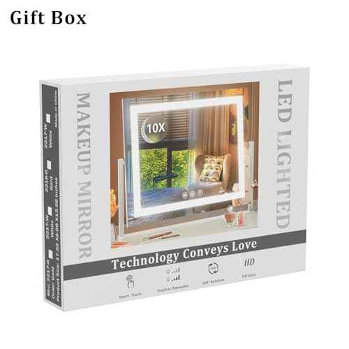 Lighted Makeup Mirror, 17.3"x13" Hollywood Vanity Mirror with Lights, Three Color Lighting Modes, and 5X Magnification Mirror, Smart Touch Control, 360¡ÆRotation (Gold,17.3in Gift Box)