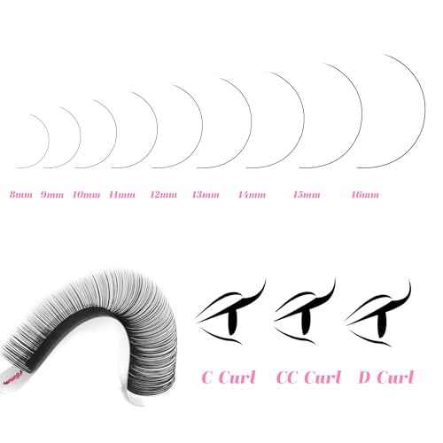 VEYES INC Cashmere Luxe Lashes - Tapered Tips Volume Lash Extension Trays B/C/CC/D/M/J Curl, 0.03-0.05, 8-17mm | Matte Black Professional Eyelash Supplies for Lash Techs (0.03 CC 8-16mm)