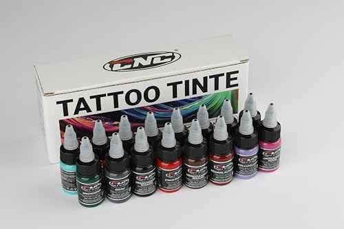 CNC Tattoo Ink Set 1/2oz (15ml) Tattoo Supply Ink USA 16 Colors Pigment Kit for Lining, Shading TI6003-15-16