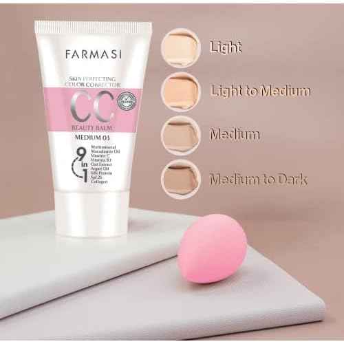 FARMASi Makeup CC Cream 1.7 Fl Oz (Medium), Pure, Natural and Flawless Finish, Medium to Full Coverage, All-Day Hold, All Skin Types, Zen Mascara Extension Lash 0.27 Fl Oz