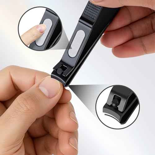 Black Nail Clippers Set: Fingernail & Toenail Clippers for Men, Women & Seniors Ergonomic Comfort