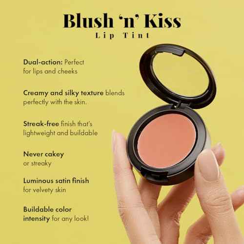 Jerome Alexander Blush ¡®n¡¯ Kiss Cream Blush for Cheeks & Lips | Creamy, Lightweight, Buildable Coverage | Balm Face Makeup | Tint Vermillion