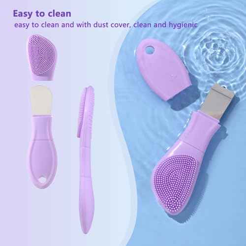 Silicone Face Scrubber Black Head Remover Tool Mask Applicator Spatula-for Deep Cleansing Blackheads Remover Makeup Residue Removal Facial Exfoliating Massaging Skin Care (Purple)