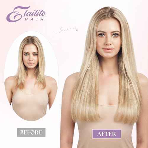 Elailite K Tip Hair Extensions Human Hair Real Remy Hair Golden Brown & Bleach Blonde 16 Inch U Tip Ktip Utip Keratin Bond Hot Fusion Pre Bonded Hair Extensions for Women 50G 50Strands