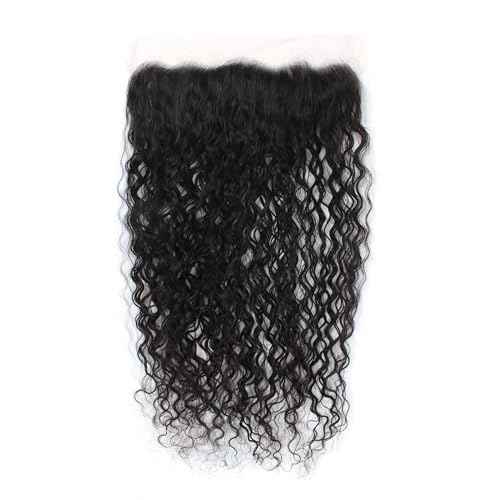 Kapelli Hair 30 Inch 13x4 Lace Frontal Water Wave Regular HD Lace Frontal, 200% Density, 100% Brazilian Virgin Human Hair Ear to Ear HD Lace Pre Plucked with Baby Hair Natural Black Color
