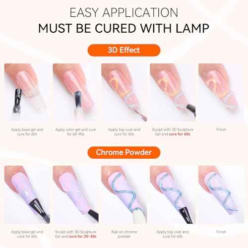 Makartt 3D Gel Nail Art, Sculpting Gel Glue for Drawing, Molding, Sculpture, Gems and Decoration, No Wipe Clear Gel Polish for DIY Nail Designs, 15g