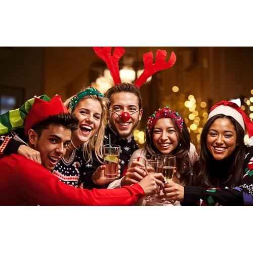 Christmas Headband for Women,Pearl Rhinestone Crystal Jeweled Hairband, Christmas,New Year's Day,Valentine Day,Mother's Day Knot Hair Hoops,Festive Pearl Hair Accessory(Red+Green)