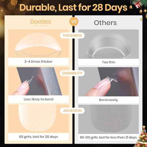 Beetles Medium Almond Nail Tips 576pcs 12 Sizes, Pre-Etched Soft Gel Nail Tips Half Matte Full Cover Press on False Nail Tips Clear Acrylic Nails Glue on Nails DIY Nail Extension Gift for Women