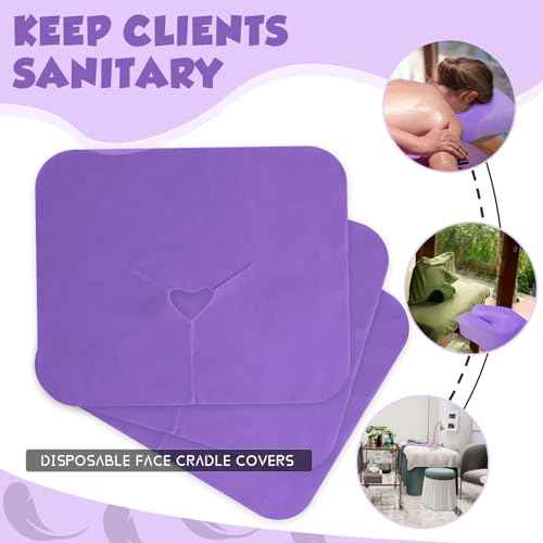 100 Pieces Disposable Face Cradle Covers Massage Headrest Covers for Massage Tables and Massage Chairs Beauty Spa Salon Bed, 12 x 15.5 Inches (Purple)