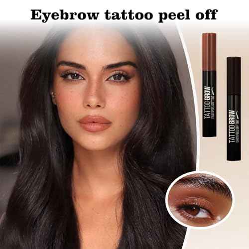 RKISSBEAUTY Peel off Eyebrow Gel Waterproof and Smudge Proof Tattoo Brow Gel Easy to Apply Achieve Fuller & Defined Brows Makeup 2Pcs Brown and Black
