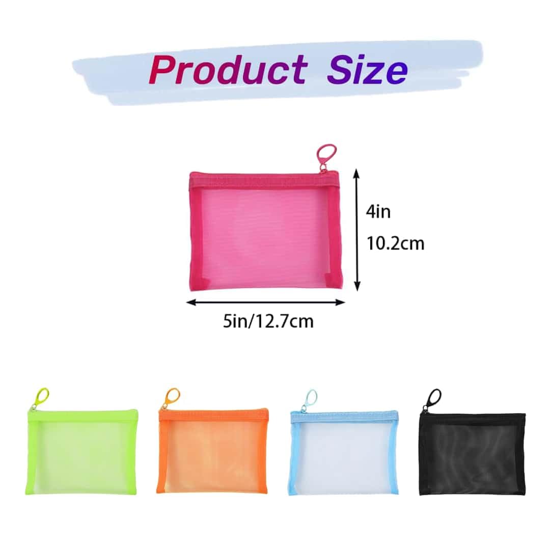ZSlactp 5 Pack Small Mesh Zipper Pouch Bags for Purse, Size 5" x 4" Travel Pouches for Daily Toiletries, Mini Mesh Bags with Zipper, Purse Organizer Pouches Insert (5" x 4")