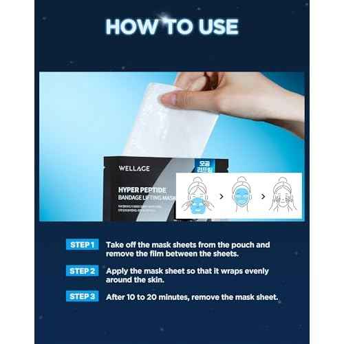 WELLAGE Hyper Peptide Bandage Lifting Mask ? Korean Pore Lifting & Elasticity Mask Sheet with Peptides, PDRN and Hyaluronic Acid- Pure Cotton Gauze Sheet - Korean Skincare, 5 Sheets