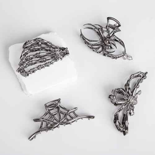 4 Pcs Metal Spider Hair Claw Clips for Women, Goth Hair Accessories, Halloween Gifts for Women