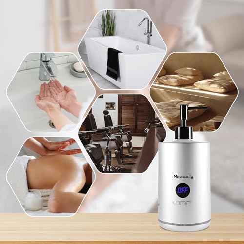 Oil Warmer for Scented Oil£¬Massage Oil Warmer for Massage, Lotion Oil Warmer, Body Oils Heater for Spa, Salon and Barber Shops, with Two Oil Bottle Dispenser, Constant Temperature, Black