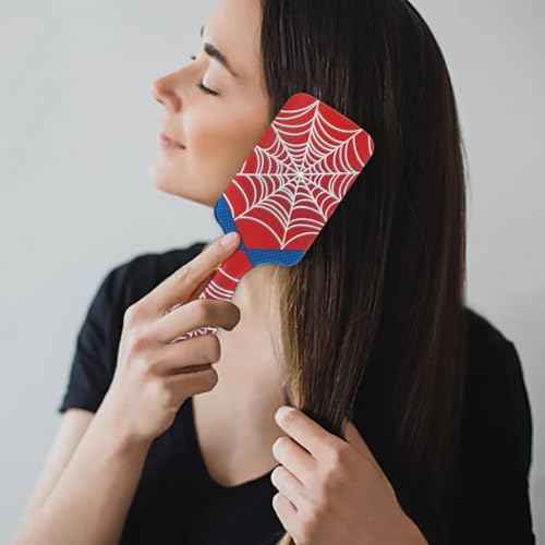 Spider Web Red Kids Detangler Hair Brush Hairbrush for Boys Girls, Detangling Brush Smooth for Wet Dry Thin Long Curly Hair, Glide Through Tangles with Ease and Massage Scalp