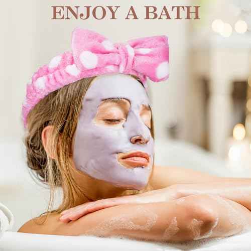 9 Pcs Stocking Stuffers for Women Girls Teen, Spa Headband for Washing Face, Microfiber Makeup Headbands with Bow, Christmas Gifts and Party Favors, Soft Skin Care Hair Band for Teens