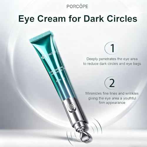PORCOPE Eye Cream for Dark Circles and Puffiness, Anti-Aging and Fine Lines, with Electric Massage Head to Massage and Moisturize the Eye Area (0.7 fl oz/20g)