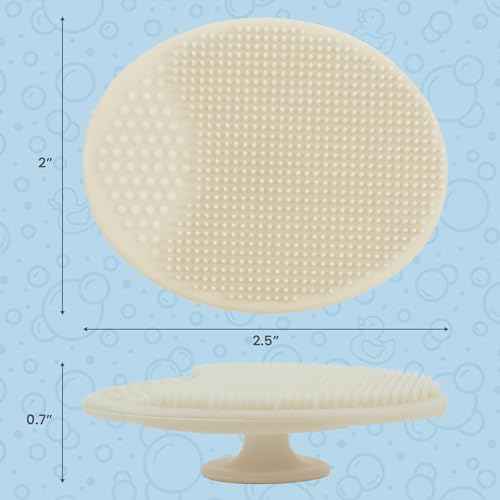 S&T INC. Exfoliating and Massaging Cradle Cap Bath Brushes for Baby, Silicone - 2 Inch x 2.5 Inch, Sage Green & Cream, 2 Pack