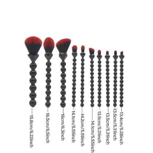 COSHINE Unique Diamond and Pearl Design Makeup Brush Set, 10pcs Cute and Full Complete Powder, Concealer, Blush, Eye Shadow Cosmetic Brushes Kit (BLACK)