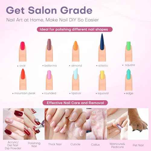 Nail Drill Electric Nail File Kit 45000 RPM Professional Efile Nail Set,Cordless Portable Rechargeable Acrylic Gel Nail Polish Remover Machine Pedicure Manicure Tool with 11 Bits for Salon Home