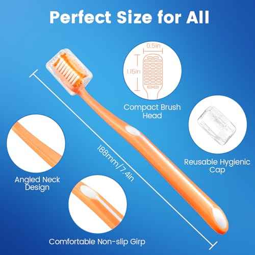 Medium Toothbrushes for Adults, Toothbrush Medium Bristles with Covers for Travel, Deep Plaque & Stain Removal, 6 Count