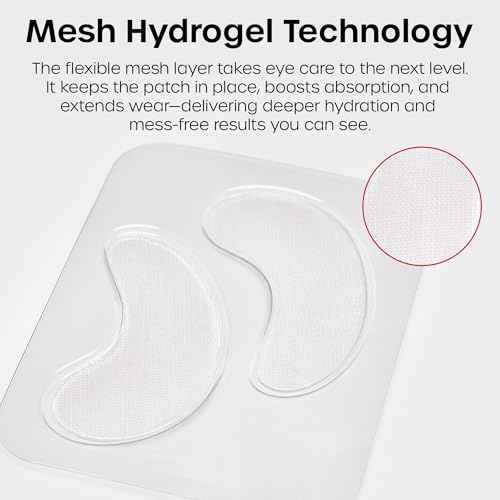 The Man Mesh Hydrogel Under Eye Patches for Men - Cooling, Hydrating & Firming Eye Masks for Dark Circles & Puffiness - Men's Anti-Aging Patches with Hyaluronic Acid, Collagen & Vitamin E. (6 Pairs)