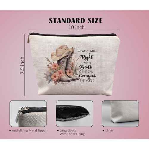 Western Makeup Bag,Cowgirl Boots Cosmetic Makeup Bag,Give A Girl The Right Boots,Cowgirl Stuff,Western Stuff For Women,Cowgirl Gifts