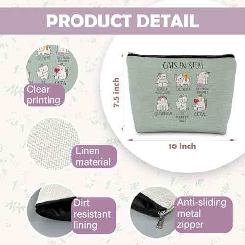 Chemistry Cat Makeup Bag, Science Chemistry Teacher Gifts, Science Gifts for Women, Cats in STEM Cosmetic Bag