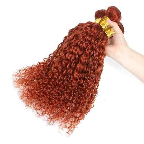 Ginger Orange Curly Human Hair Bundles Color 350 Human Hair Bundles Ginger Kinky Curly Bundles Double Weft Brazilian Remy Hair Wet and Wavy Bundles Silky and Soft for Black Women 10 10 10 Inch