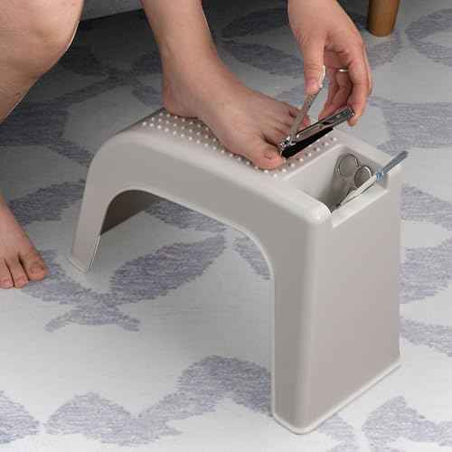 Shower Foot Rest for Shaving Legs, Non-Slip Pedicure Foot Rest, Shower Foots Step Stool for Shaving Legs, Plastic Sturdy Pedicure Stand -White