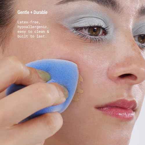 JUNO & Co. Microfiber Makeup Sponge, Dual Layer Technology for Full Coverage Flawless Makeup Blender for Foundation, Powder and Cream (Velvet Style and Blue Color)