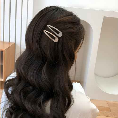 48 PCS Small Metal Barrettes For Women Non Slip Water Drop Snap Clips For Thick Thin Fine Hair Classic Accessories,Black Brown Beige,1.97 x 0.5 In
