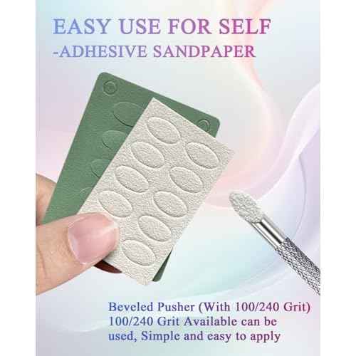 Loop Cuticle Pusher, Pre-treatment Cuticle Pusher, Stainless Steel Round Cuticle Pusher with 100#/240# Grit Nail Files and 1p Storage Bags, For Salon & Home Use