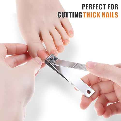 10-Pack Large Stainless Steel Nail Clippers Bulk for Men Women Adults, Straight Edge Toenail Clippers for Thick Nails, 3.15 x 0.6 inch Long Handle Big Toe Nail Clipper Set (Silver)